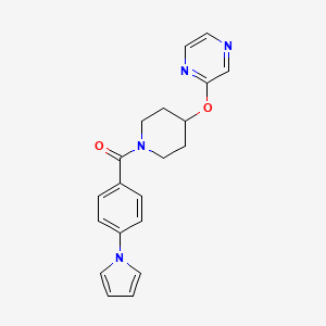 molecular formula C20H20N4O2 B3004378 (4-(1H-pyrrol-1-yl)phenyl)(4-(pyrazin-2-yloxy)piperidin-1-yl)methanone CAS No. 1448061-24-2