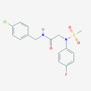 molecular formula C16H16ClFN2O3S B300438 N-(4-chlorobenzyl)-2-[4-fluoro(methylsulfonyl)anilino]acetamide 