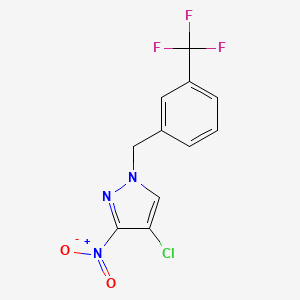 molecular formula C11H7ClF3N3O2 B3004383 4-chloro-3-nitro-1-[3-(trifluoromethyl)benzyl]-1H-pyrazole CAS No. 1006441-97-9