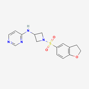 molecular formula C15H16N4O3S B3004386 N-[1-(2,3-dihydro-1-benzofuran-5-sulfonyl)azetidin-3-yl]pyrimidin-4-amine CAS No. 2097871-91-3
