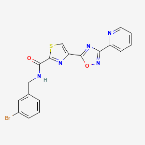 molecular formula C18H12BrN5O2S B3004399 N-(3-bromobenzyl)-4-(3-(pyridin-2-yl)-1,2,4-oxadiazol-5-yl)thiazole-2-carboxamide CAS No. 1286707-07-0