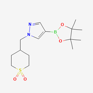 molecular formula C15H25BN2O4S B3004401 4-[[4-(4,4,5,5-Tetramethyl-1,3,2-dioxaborolan-2-yl)pyrazol-1-yl]methyl]thiane 1,1-dioxide CAS No. 2246897-95-8