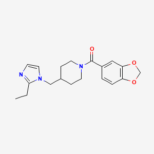 molecular formula C19H23N3O3 B3004403 benzo[d][1,3]dioxol-5-yl(4-((2-ethyl-1H-imidazol-1-yl)methyl)piperidin-1-yl)methanone CAS No. 1334373-62-4
