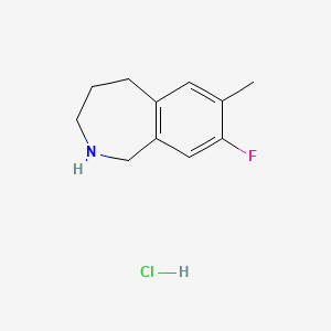 molecular formula C11H15ClFN B3004410 8-fluoro-7-methyl-2,3,4,5-tetrahydro-1H-2-benzazepine hydrochloride CAS No. 1544944-38-8