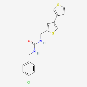 molecular formula C17H15ClN2OS2 B3004414 1-[(4-Chlorophenyl)methyl]-3-[(4-thiophen-3-ylthiophen-2-yl)methyl]urea CAS No. 2380008-74-0