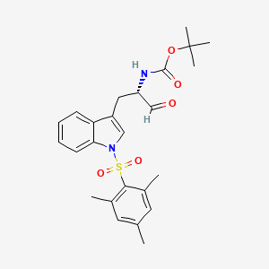 molecular formula C25H30N2O5S B3004419 N-Boc-2(S)-2-amino-3-{1-[(2,4,6-trimethylphenyl)sulfonyl]-1H-indol-3-yl}propanal CAS No. 1026493-36-6