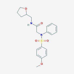 molecular formula C20H24N2O5S B300442 2-{[(4-methoxyphenyl)sulfonyl]anilino}-N-(tetrahydro-2-furanylmethyl)acetamide 