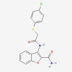 3-(2-((4-Chlorophenyl)thio)acetamido)benzofuran-2-carboxamide