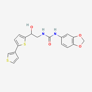 molecular formula C18H16N2O4S2 B3004439 1-(1,3-Benzodioxol-5-yl)-3-[2-hydroxy-2-(5-thiophen-3-ylthiophen-2-yl)ethyl]urea CAS No. 2309191-79-3