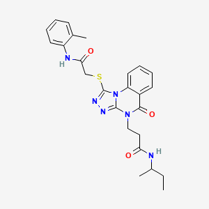 molecular formula C25H28N6O3S B3004440 8-[({3-[(2-Methylphenyl)thio]pyrazin-2-yl}thio)acetyl]-1,4-dioxa-8-azaspiro[4.5]decane CAS No. 1112308-76-5