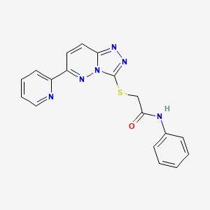 molecular formula C18H14N6OS B3004474 N-phenyl-2-[(6-pyridin-2-yl[1,2,4]triazolo[4,3-b]pyridazin-3-yl)thio]acetamide CAS No. 891103-24-5