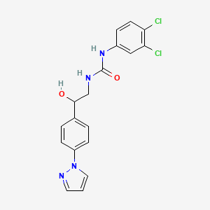 molecular formula C18H16Cl2N4O2 B3004475 1-(3,4-Dichlorophenyl)-3-[2-hydroxy-2-(4-pyrazol-1-ylphenyl)ethyl]urea CAS No. 2415630-22-5