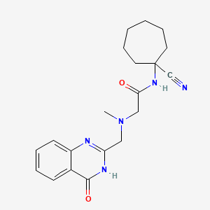 N-(1-Cyanocycloheptyl)-2-[methyl-[(4-oxo-3H-quinazolin-2-yl)methyl]amino]acetamide