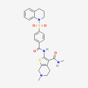 molecular formula C26H28N4O4S2 B3004486 2-[[4-(3,4-dihydro-2H-quinolin-1-ylsulfonyl)benzoyl]amino]-N,6-dimethyl-5,7-dihydro-4H-thieno[2,3-c]pyridine-3-carboxamide CAS No. 533891-33-7