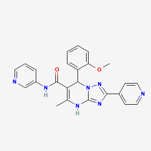 molecular formula C24H21N7O2 B3004488 7-(2-methoxyphenyl)-5-methyl-N-(pyridin-3-yl)-2-(pyridin-4-yl)-4,7-dihydro-[1,2,4]triazolo[1,5-a]pyrimidine-6-carboxamide CAS No. 543676-75-1