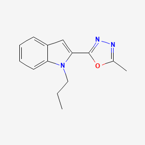 molecular formula C14H15N3O B3004489 2-methyl-5-(1-propyl-1H-indol-2-yl)-1,3,4-oxadiazole CAS No. 921841-57-8