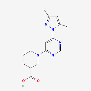 molecular formula C15H19N5O2 B3004491 1-(6-(3,5-dimethyl-1H-pyrazol-1-yl)pyrimidin-4-yl)piperidine-3-carboxylic acid CAS No. 1217049-81-4