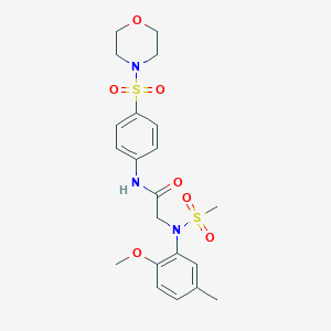 molecular formula C21H27N3O7S2 B300450 2-[2-methoxy-5-methyl(methylsulfonyl)anilino]-N-[4-(4-morpholinylsulfonyl)phenyl]acetamide 