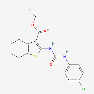 molecular formula C18H19ClN2O3S B3004502 Ethyl 2-{[(4-chlorophenyl)carbamoyl]amino}-4,5,6,7-tetrahydro-1-benzothiophene-3-carboxylate CAS No. 202804-58-8
