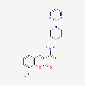 molecular formula C21H22N4O4 B3004503 8-methoxy-2-oxo-N-((1-(pyrimidin-2-yl)piperidin-4-yl)methyl)-2H-chromene-3-carboxamide CAS No. 1234827-99-6