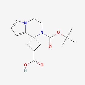 molecular formula C16H22N2O4 B3004519 2'-(tert-Butoxycarbonyl)-3',4'-dihydro-2'H-spiro[cyclobutane-1,1'-pyrrolo[1,2-a]pyrazine]-3-carboxylic acid CAS No. 2241142-50-5