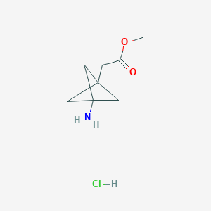 molecular formula C8H14ClNO2 B3004523 Methyl 2-{3-aminobicyclo[1.1.1]pentan-1-yl}acetate hydrochloride CAS No. 2231673-55-3