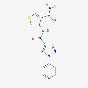 molecular formula C14H11N5O2S B3004529 N-(4-carbamoylthiophen-3-yl)-2-phenyl-2H-1,2,3-triazole-4-carboxamide CAS No. 2097868-88-5