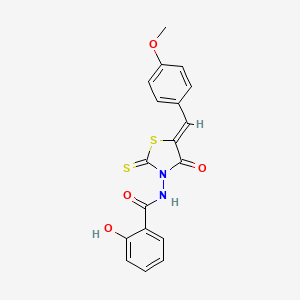 molecular formula C18H14N2O4S2 B3004532 2-hydroxy-N-[(5Z)-5-[(4-methoxyphenyl)methylidene]-4-oxo-2-sulfanylidene-1,3-thiazolidin-3-yl]benzamide CAS No. 296266-31-4