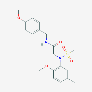 molecular formula C19H24N2O5S B300454 N-(4-methoxybenzyl)-2-[2-methoxy-5-methyl(methylsulfonyl)anilino]acetamide 