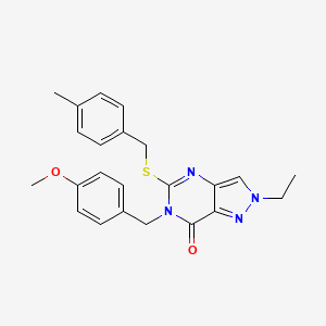 molecular formula C23H24N4O2S B3004546 2-ethyl-6-(4-methoxybenzyl)-5-((4-methylbenzyl)thio)-2H-pyrazolo[4,3-d]pyrimidin-7(6H)-one CAS No. 932339-38-3