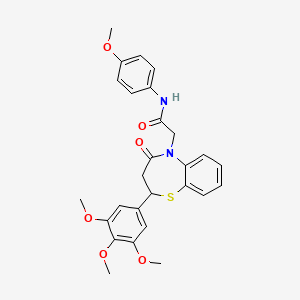 molecular formula C27H28N2O6S B3004549 N-(4-甲氧苯基)-2-(4-氧代-2-(3,4,5-三甲氧苯基)-3,4-二氢苯并[b][1,4]噻氮杂菲-5(2H)-基)乙酰胺 CAS No. 847410-50-8