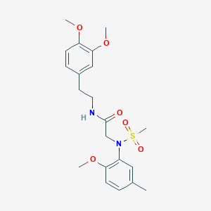 molecular formula C21H28N2O6S B300455 N-[2-(3,4-dimethoxyphenyl)ethyl]-2-[2-methoxy-5-methyl(methylsulfonyl)anilino]acetamide 