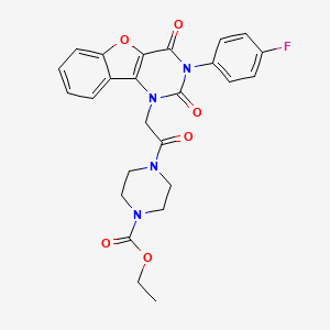 ethyl 4-(2-(3-(4-fluorophenyl)-2,4-dioxo-3,4-dihydrobenzofuro[3,2-d]pyrimidin-1(2H)-yl)acetyl)piperazine-1-carboxylate