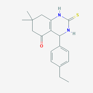 molecular formula C18H22N2OS B3004551 4-(4-ethylphenyl)-7,7-dimethyl-2-thioxo-1,2,3,4,7,8-hexahydroquinazolin-5(6H)-one CAS No. 850916-21-1