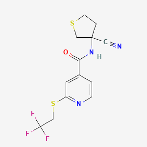 molecular formula C13H12F3N3OS2 B3004552 N-(3-cyanothiolan-3-yl)-2-[(2,2,2-trifluoroethyl)sulfanyl]pyridine-4-carboxamide CAS No. 1444113-98-7