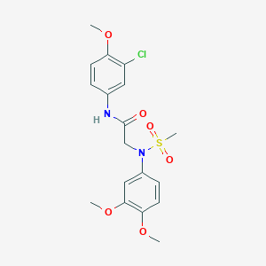 molecular formula C18H21ClN2O6S B300456 N-(3-chloro-4-methoxyphenyl)-2-[3,4-dimethoxy(methylsulfonyl)anilino]acetamide 