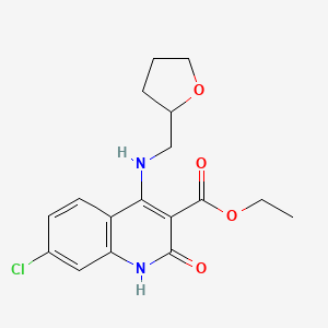 Ethyl 7-chloro-2-oxo-4-(((tetrahydrofuran-2-yl)methyl)amino)-1,2-dihydroquinoline-3-carboxylate