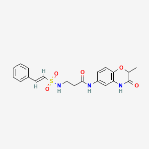 molecular formula C20H21N3O5S B3004569 N-(2-Methyl-3-oxo-4H-1,4-benzoxazin-6-yl)-3-[[(E)-2-phenylethenyl]sulfonylamino]propanamide CAS No. 1031167-29-9