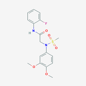molecular formula C17H19FN2O5S B300457 2-[3,4-dimethoxy(methylsulfonyl)anilino]-N-(2-fluorophenyl)acetamide 