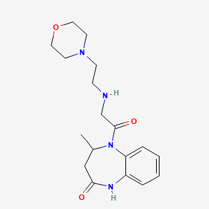 molecular formula C18H26N4O3 B3004577 4-methyl-5-{2-[(2-morpholinoethyl)amino]acetyl}-1,3,4,5-tetrahydro-2H-1,5-benzodiazepin-2-one CAS No. 866156-79-8