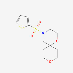 molecular formula C12H17NO4S2 B3004587 4-(Thiophen-2-ylsulfonyl)-1,9-dioxa-4-azaspiro[5.5]undecane CAS No. 1421478-37-6