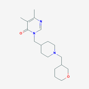 molecular formula C18H29N3O2 B3004591 5,6-Dimethyl-3-({1-[(oxan-3-yl)methyl]piperidin-4-yl}methyl)-3,4-dihydropyrimidin-4-one CAS No. 2199367-94-5