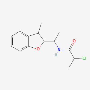 molecular formula C14H18ClNO2 B3004597 2-Chloro-N-[1-(3-methyl-2,3-dihydro-1-benzofuran-2-yl)ethyl]propanamide CAS No. 2411264-51-0
