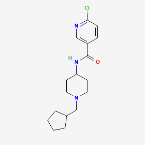 molecular formula C17H24ClN3O B3004598 6-Chloro-N-[1-(cyclopentylmethyl)piperidin-4-yl]pyridine-3-carboxamide CAS No. 2249043-09-0