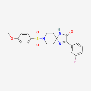 molecular formula C20H20FN3O4S B3004600 3-(3-Fluorophenyl)-8-((4-methoxyphenyl)sulfonyl)-1,4,8-triazaspiro[4.5]dec-3-en-2-one CAS No. 1189503-30-7