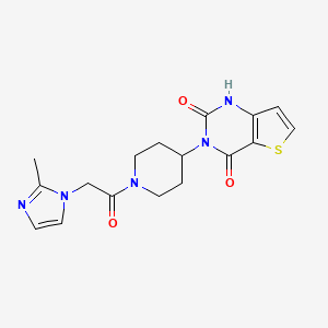 molecular formula C17H19N5O3S B3004606 3-(1-(2-(2-methyl-1H-imidazol-1-yl)acetyl)piperidin-4-yl)thieno[3,2-d]pyrimidine-2,4(1H,3H)-dione CAS No. 2034597-77-6