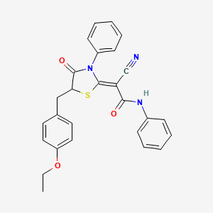 (Z)-2-cyano-2-(5-(4-ethoxybenzyl)-4-oxo-3-phenylthiazolidin-2-ylidene)-N-phenylacetamide