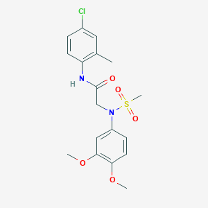 molecular formula C18H21ClN2O5S B300461 N-(4-chloro-2-methylphenyl)-2-[3,4-dimethoxy(methylsulfonyl)anilino]acetamide 