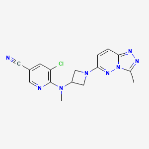 molecular formula C16H15ClN8 B3004612 5-Chloro-6-(methyl(1-(3-methyl-[1,2,4]triazolo[4,3-b]pyridazin-6-yl)azetidin-3-yl)amino)nicotinonitrile CAS No. 2320415-21-0
