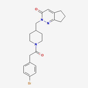 molecular formula C21H24BrN3O2 B3004616 2-[[1-[2-(4-Bromophenyl)acetyl]piperidin-4-yl]methyl]-6,7-dihydro-5H-cyclopenta[c]pyridazin-3-one CAS No. 2379975-02-5